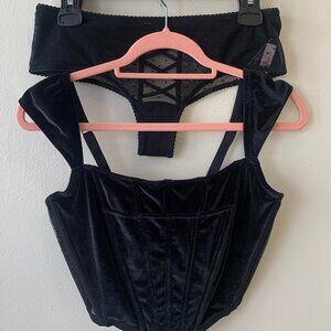 Victoria's Secret Dream Angels Cap Sleeve Velvet Corset & Sheer Panty
